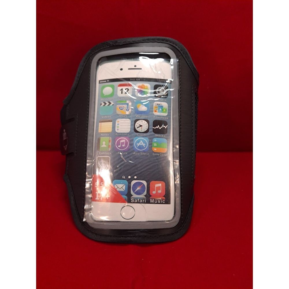 Sports Armband- Cell Phone Holder -Running /Jogging/ Gym  Black with Silver Trim
